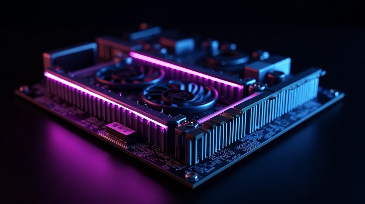 Vue d'ensemble GPU PCB et radiateur RTX 5070