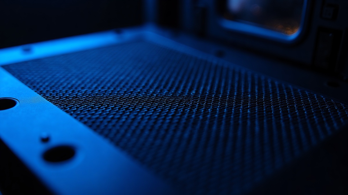 Grille mesh ventilation boitier PC vue macro - filtre poussiere
