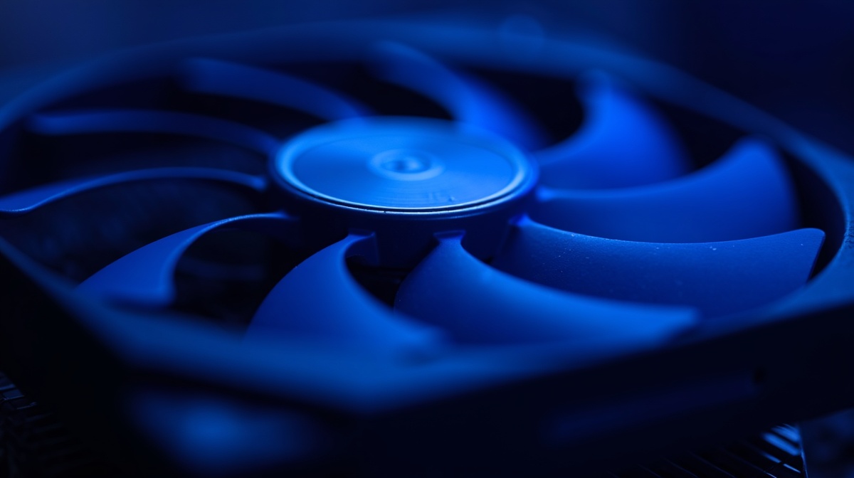 Detail macro ventilateurs et dissipateur carte graphique gaming - refroidissement GPU budget