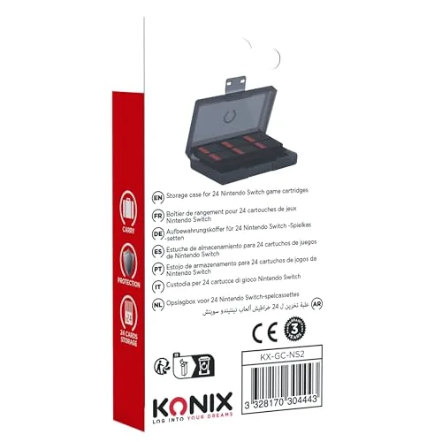 Boîtier de protection et transport - KONIX - Pour cartouches de jeux Nintendo Switch 2 - Antichoc - 24 rangements - Noir - vue 8