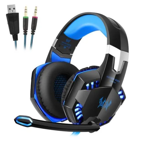 Casque Gamer Bleu avec Micro 3,5 mm
