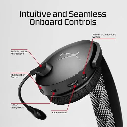 Casque Gamer Sans Fil HyperX Cloud Jet noir pour PC Mac PS5 PS4 mobiles avec câble de chargement USB - vue 2