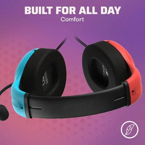 Casque gaming filaire - PDP - Airlite Nintendo Switch - Licence officielle Nintendo - Microphone flexible - Bleu néon et - vue 4