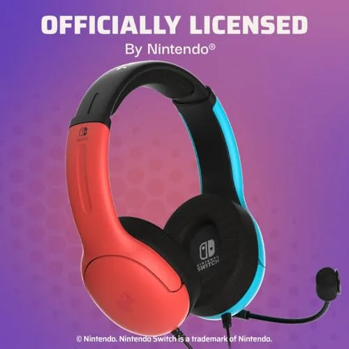 Casque gaming filaire - PDP - Airlite Nintendo Switch - Licence officielle Nintendo - Microphone flexible - Bleu néon et - vue 5