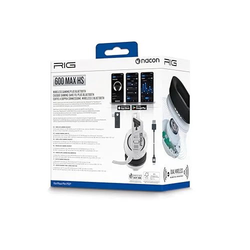 Casque Gaming - NACON - RIG 600 MAX HS - Blanc - RF & Bluetooth 5.3 - Licence PlayStation (PS5) - vue 3