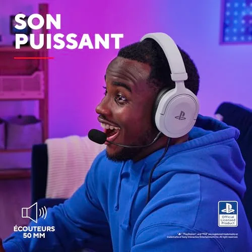 Casque gaming PS5 - Trust - GXT 498 Forta - Licence officielle PlayStation - Micro - Jack 3.5 mm - Filaire - Blanc - vue 3