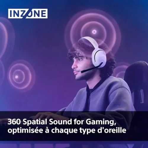 Casque gaming sans fil Sony INZONE H5 WH-G500 Blanc - vue 3