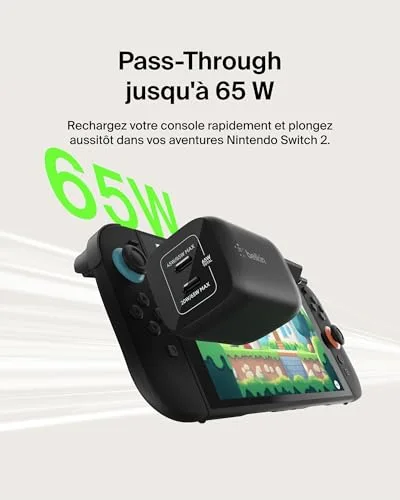 Chargeur Belkin ENA007KQBK Double USB-C 65W GaN - vue 2