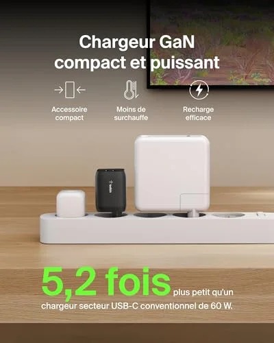 Chargeur Belkin ENA007KQBK Double USB-C 65W GaN - vue 4