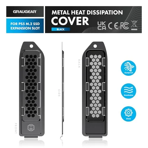 Coque de dissipation thermique - GRAUGEAR - Black - Pour SSD PS5 M.2 - Design trou respirant - vue 2