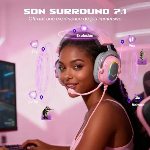FIFINE Casque Gamer PC Casque Gaming avec Micro pour PS4 PS5 Son Surround 7.1 USB Casque Fil Gaming avec 3 Mode EQ - vue 2