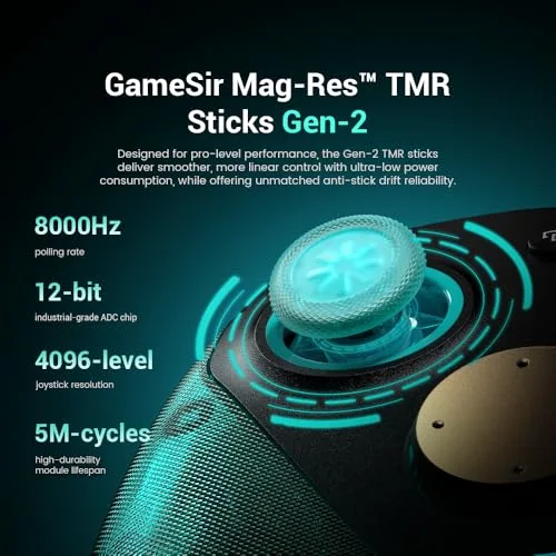 G7 Pro 8K Manette de jeu Bluetooth et Filaire PC Hall Effect Ultra Réactive Gamesir Noir / Bleu - vue 3