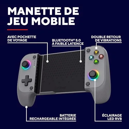 GXTrust Manette Smartphone Bluetooth - Trust GXT 735 Mylox - Android/iPhone/PS5/Xbox - RGB - Double vibration - Gris - vue 2