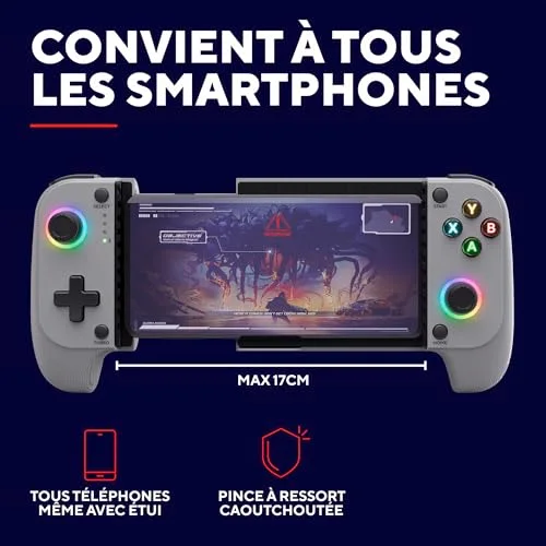 GXTrust Manette Smartphone Bluetooth - Trust GXT 735 Mylox - Android/iPhone/PS5/Xbox - RGB - Double vibration - Gris - vue 5
