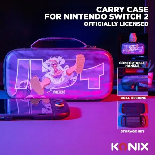 Housse de protection et transport - Nintendo Switch 2 - Konix - One Piece - Rangement accessoires - Motif Luffy Gear 5 - vue 3