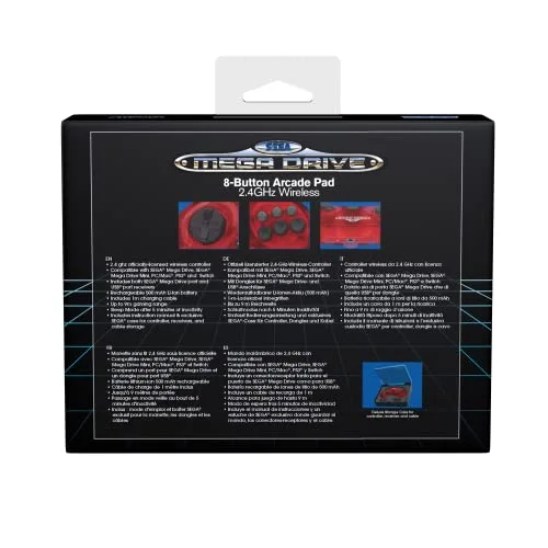 Jeux Accessoires et Consoles Retrogaming-Retrobit - Sega Mega Drive Manette CRIMSON RED 8 boutons sans fil 2.4Ghz - vue 3