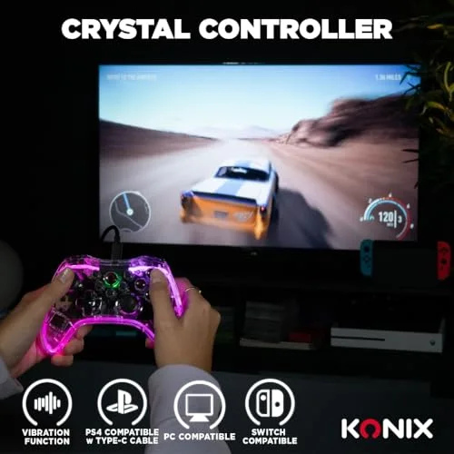 Konix - Manette sans fil Crystal Nintendo Switch Switch OLED PC et PS4 - vue 3