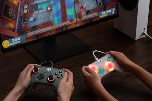 Manette 8BitDo Ultimate Mini Clear Pink filaire Xbox PC LED - vue 9