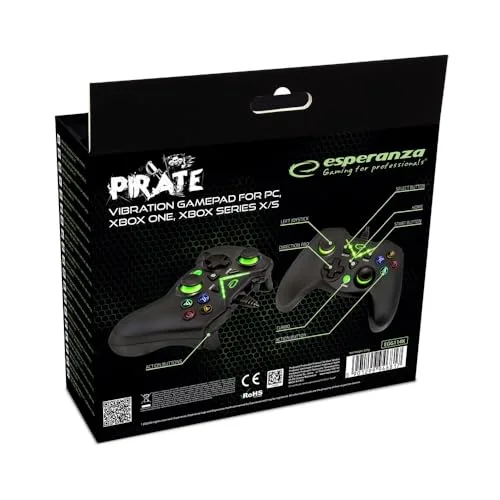 Manette de jeu - ESPERANZA - Esperanza Pirate - Filaire - Noir/Vert - PC - vue 4