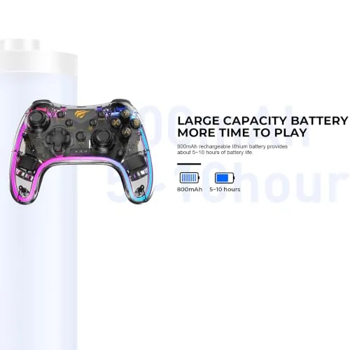 Manette de jeu - HAVIT - G180BT - Bluetooth 5.0 - Batterie 800 mAh (5–10 h) - Éclairage RGB - vue 7