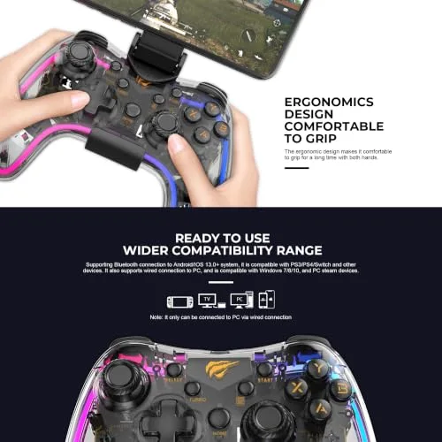 Manette de jeu - HAVIT - G180BT - Bluetooth 5.0 - Batterie 800 mAh (5–10 h) - Éclairage RGB - vue 8