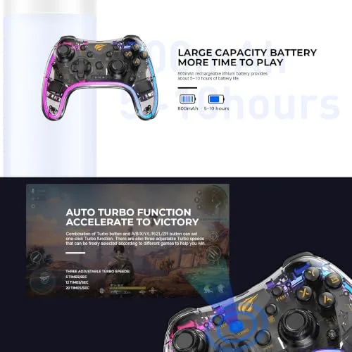 Manette de jeu - HAVIT - G180BT - Bluetooth 5.0 - Batterie 800 mAh (5–10 h) - Éclairage RGB - vue 9
