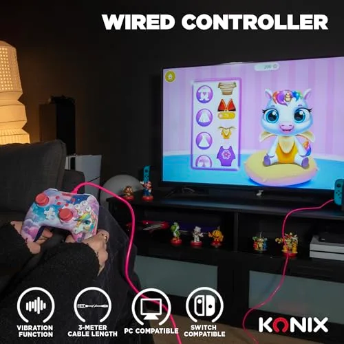Manette de jeu - KONIX - Be dreamy - Filaire - Licorne - Compatible Nintendo Switch et PC - vue 4