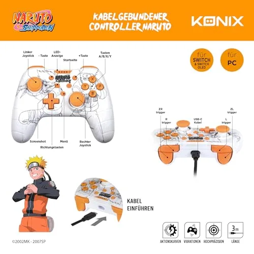 Manette de Jeu - KONIX - Naruto - Blanc - vue 3