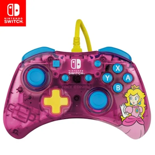 PDP Rock Candy Bubblegum Peach Manette Filaire Nintendo Switch Rose