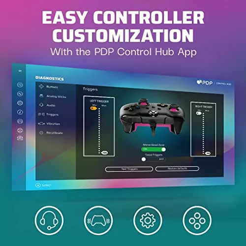 Manette de jeu - PDP - Filaire - Xbox et PC - Noir - Vibration intégrée - vue 2