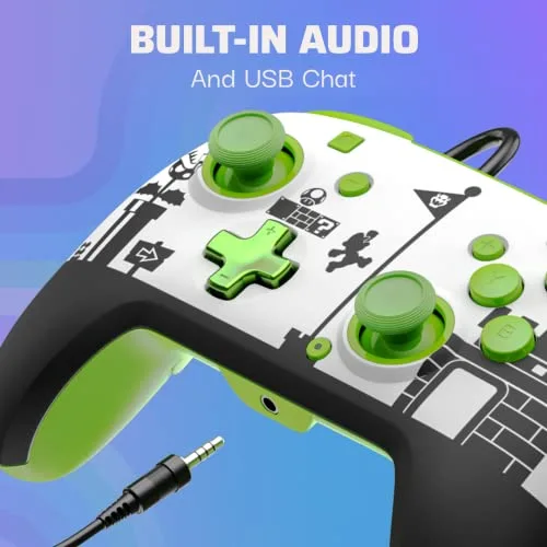 Manette de jeu - PDP - Super Mario - Filaire - Vert et Blanc - Nintendo Switch - vue 3