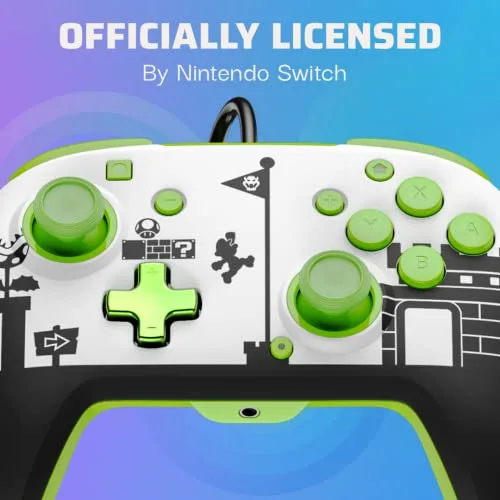 Manette de jeu - PDP - Super Mario - Filaire - Vert et Blanc - Nintendo Switch - vue 5
