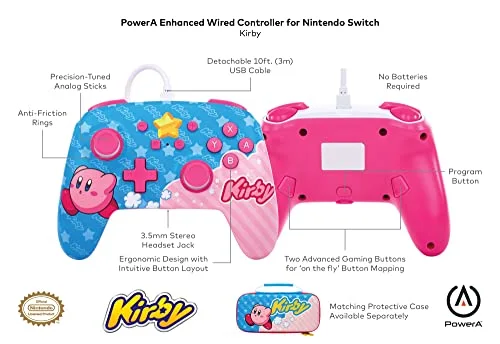 Manette de jeu - POWER A - Kirby - Filaire - Câble USB 3m - 2 boutons mappables - vue 3