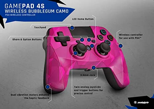 Manette de jeu - SNAKEBYTE - Game Pad S - Camouflage rose - Bluetooth - Vibration double - vue 2