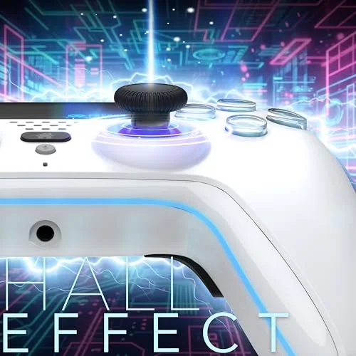 Manette de jeu - TRADE INVADERS - Manette Bluetooth pour PS5 LED - Blanche - Joysticks à effet Hall - Vibration - vue 2