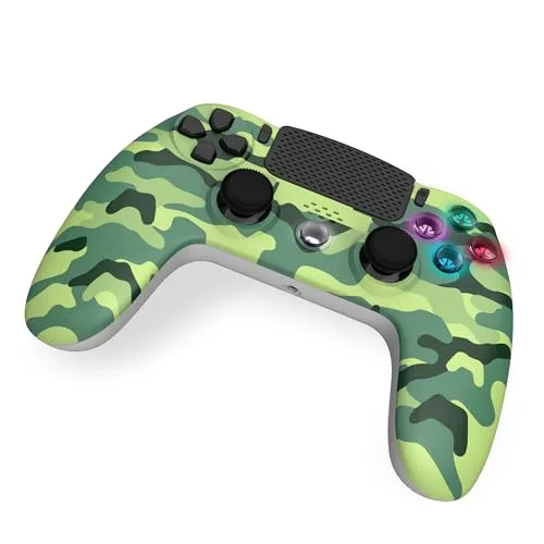 Manette de jeu - TRADE INVADERS - Manette Sans Fil Camo Vert pour PS4 - Bluetooth - Prise jack 35 mm - Double vibration - vue 3