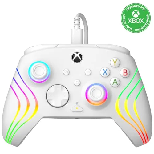 PDP Afterglow Wave Blanc Manette filaire LED Nintendo Switch