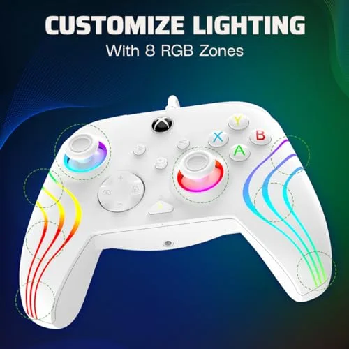 Manette filaire - Afterglow Wave - Nintendo Switch et Switch OLED - PDP - Éclairage LED - Blanc - vue 2