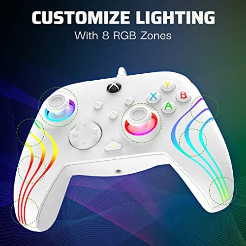 Manette filaire - Afterglow Wave - Nintendo Switch et Switch OLED - PDP - Éclairage LED - Blanc - vue 3