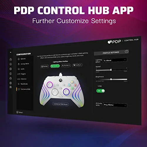 Manette filaire - Afterglow Wave - Nintendo Switch et Switch OLED - PDP - Éclairage LED - Blanc - vue 4