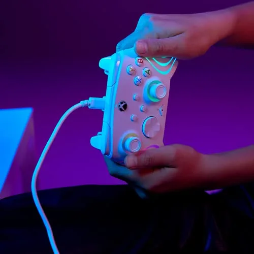 Manette filaire - Afterglow Wave - Nintendo Switch et Switch OLED - PDP - Éclairage LED - Blanc - vue 7