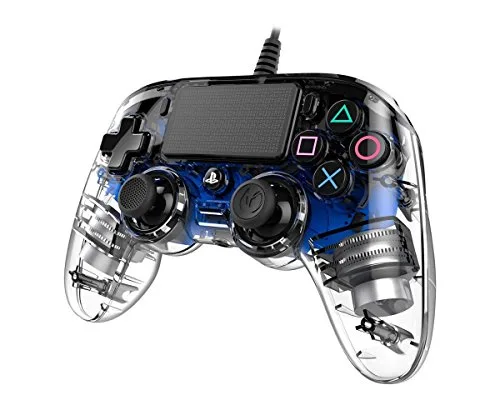 Manette filaire Compact Controller Nacon transparente bleue pour PS4 compatible PC - vue 2