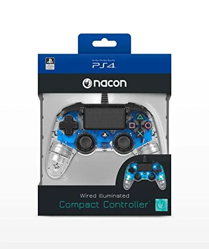 Manette filaire Compact Controller Nacon transparente bleue pour PS4 compatible PC - vue 3