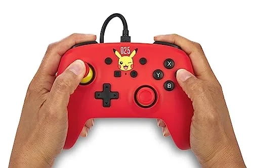 Manette filaire Gamepad PowerA pour Nintendo Switch - Pikachu Rieur - Jaune - Vibration - vue 2