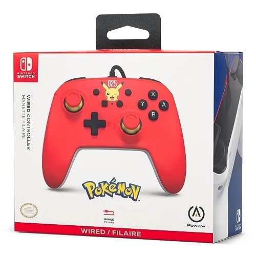 Manette filaire Gamepad PowerA pour Nintendo Switch - Pikachu Rieur - Jaune - Vibration - vue 9