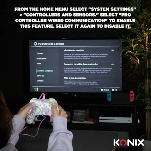 Manette filaire - KONIX - Hello Kitty - Nintendo Switch Switch OLED et PC - Fonction vibration - Câble 3 m - Violet et - vue 4
