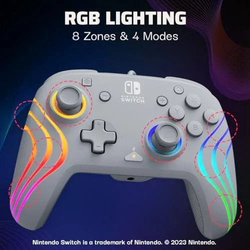 Manette filaire PDP Afterglow Wave pour Nintendo Switch Gris 8 zones RVB - vue 2