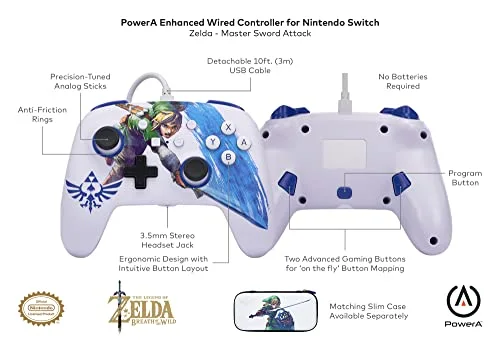 Manette Filaire - POWER A - Nintendo Switch - Master Sword Attack - vue 2