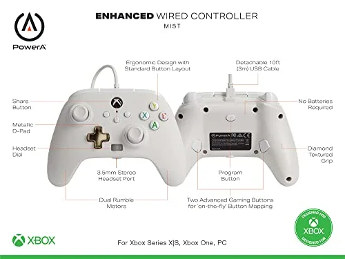 Manette filaire PowerA blanche Xbox Series X/S - vue 2