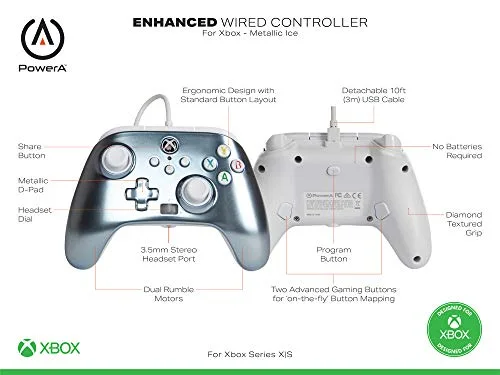 Manette filaire PowerA gris métallisé Xbox Series X/S - vue 2